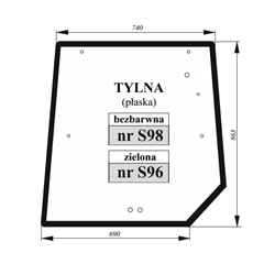 Szyba tylna zielona płaska Massey Fergus-347495665