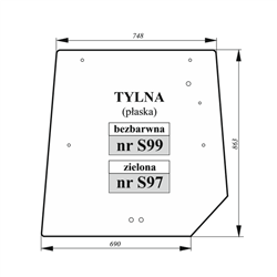 Szyba tylna MF zielona-347495664