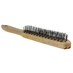 Szczotka druciana 4-cio rzędowa , druciak do rdzy drewniana-347522837