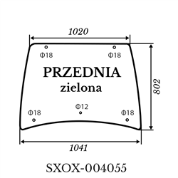 Szyba przednia Kubota L4100 zielona 1041*802-347498384