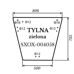 Szyba tylna Kubota L4100 zielona 806*725-347498383
