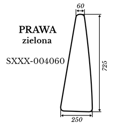 Szyba prawa Kubota L4100 zielona 250*725 mm-347498385