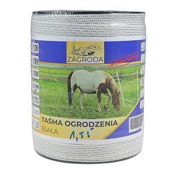 Taśma ogrodzenia elektryzatora pastucha 20mmX200M odporna na UV biała 6-drutów 0,30mm o obniżonej oporności Wzmocniona ZAGRODA-3