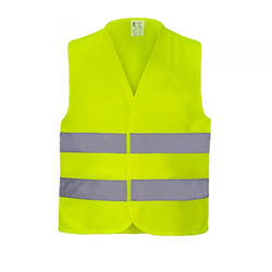 Kamizelka ostrzegawcza w kolorze żółtym fluorescencyjnym z dwoma pasami odblaskowymi, zapinana z przodu na rzep rozmiar XL-34748