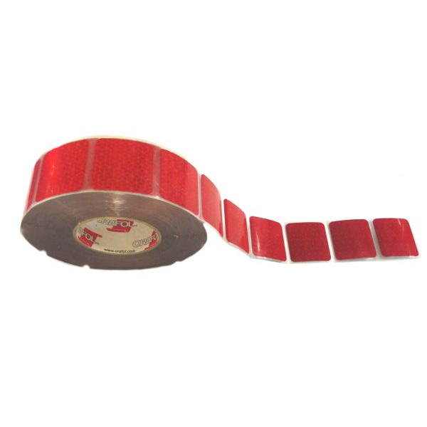 Taśma odblaskowa w rolce konturowa do plandek szeroka 50mm długa 50m czerwona-347494504