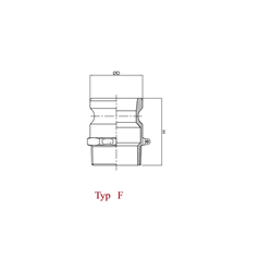 Szybkozłącze Camlock coupling wtyczka Typ F aluminium 3/4" x 19mm PZL HYDRAL-347912987
