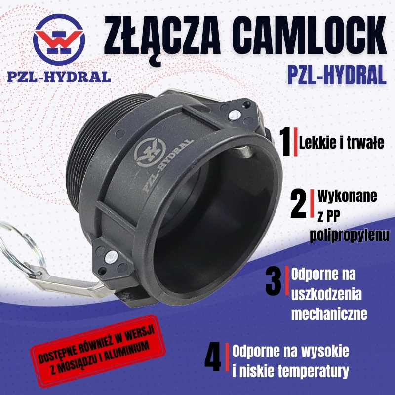 Szybkozłącze Camlock coupling gniazdo Typ C polipropylen PP 1 1/2" x 38mm PZL HYDRAL-347919299