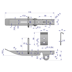 Spinacz. zaczep. zamek burty uniwersalny 115 mm x 17 mm. ze skoblem. klamra z drutu fi-3mm-347893213