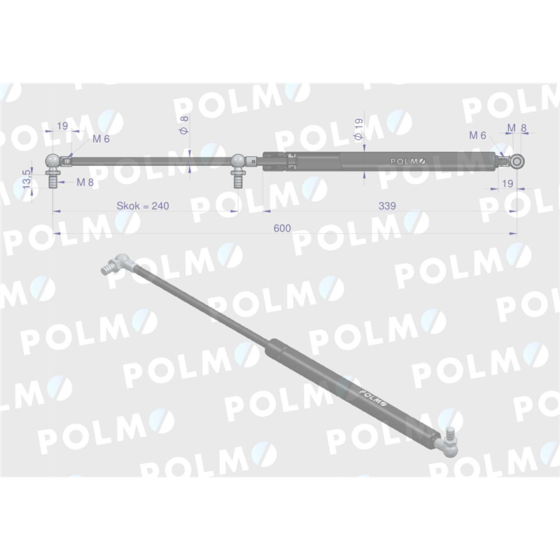 Siłownik drzwi L max. 600mm 04373763P DEUTZ POLMO-347450113