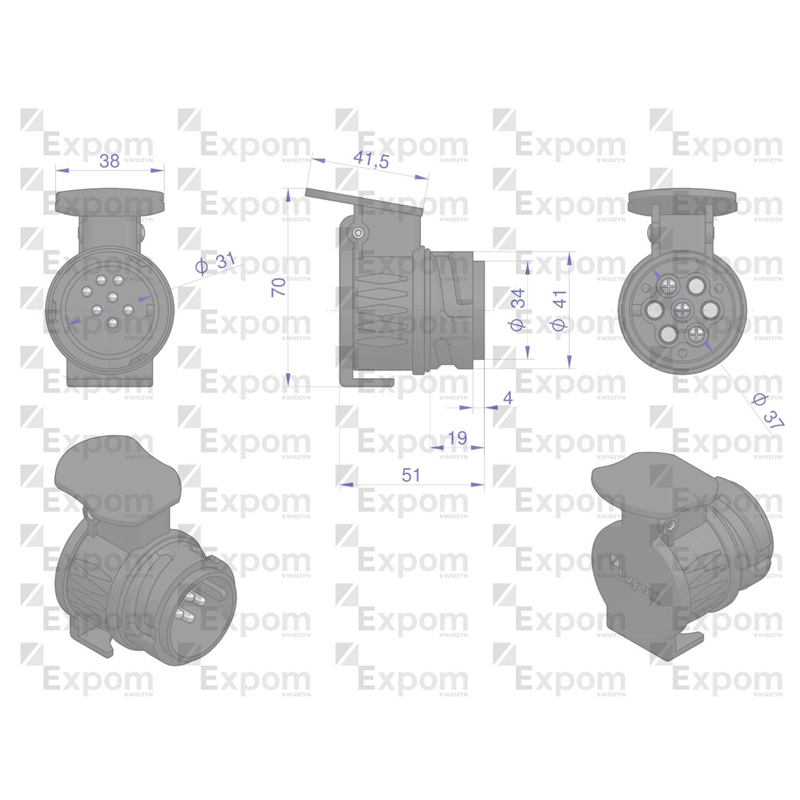 Adapter z 13-pin na 7-pin EXPOM KWIDZYN eu-347472283