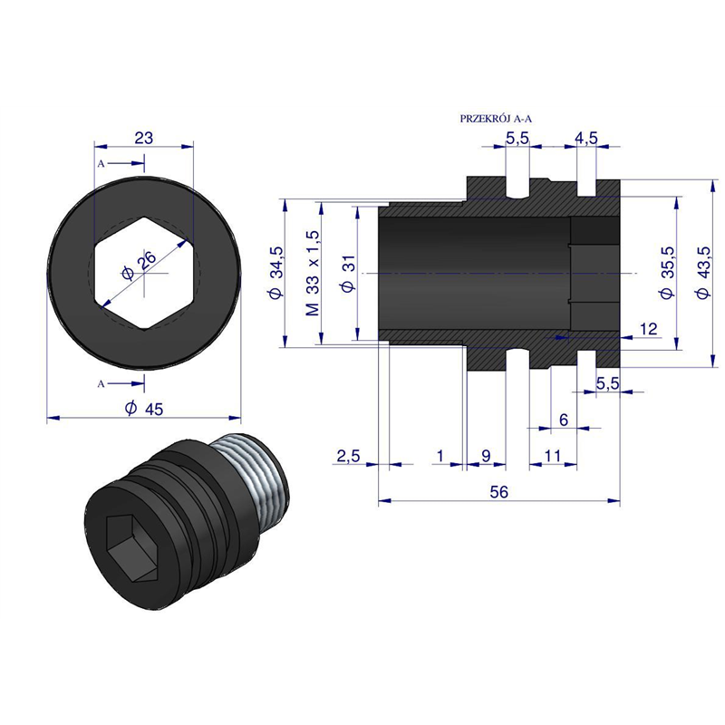 Króciec M33x1,5 Opryskiwacz-347875516