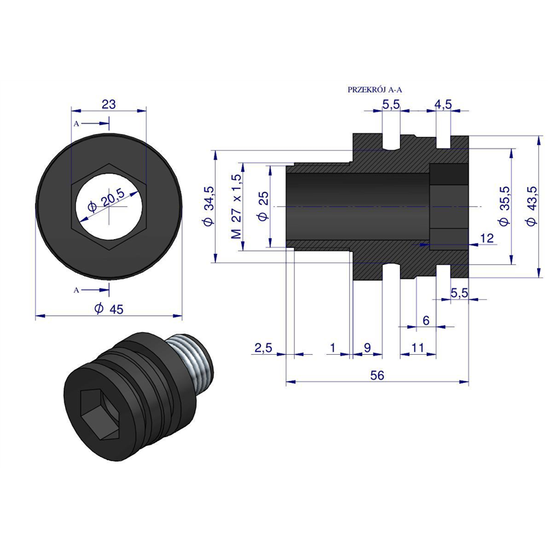 Króciec M27x1,5 Opryskiwacz-347447166