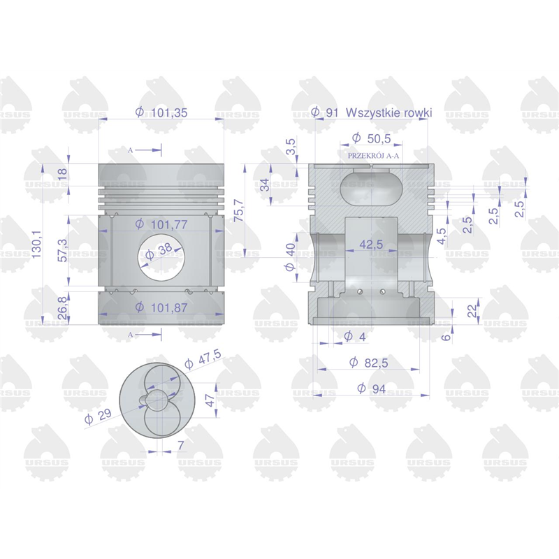 Tłok silnika 50106480 C-330 ORYGINAŁ URSUS-347881050