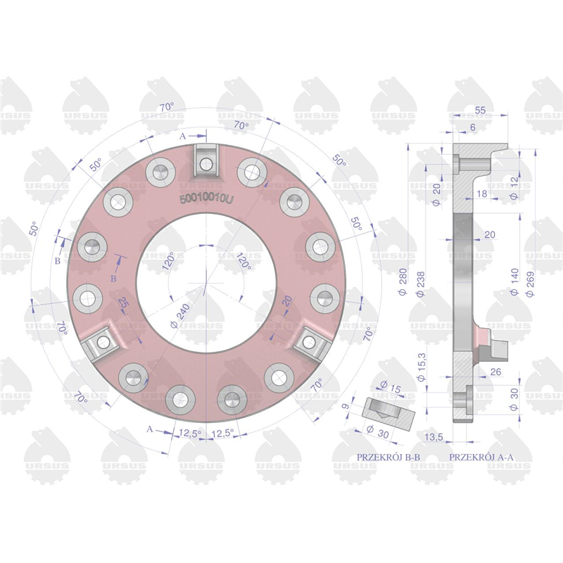 Tarcza dociskowa sprzęgła stary typ C-330 ORYGINAŁ URSUS-347872880