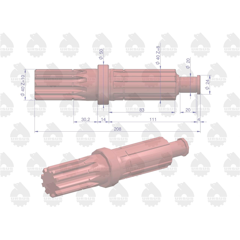Wałek reduktora C-330 ORYGINAŁ URSUS-347445099