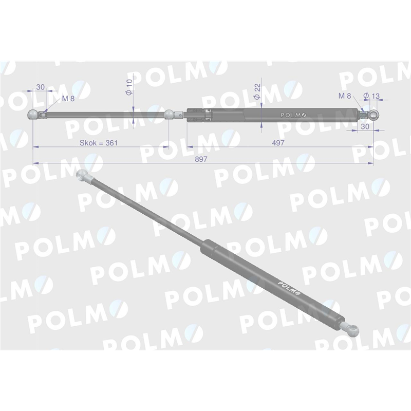 Siłownik L max. 897mm 5016579M1P MASSEY FERGUSON POLMO-347879362