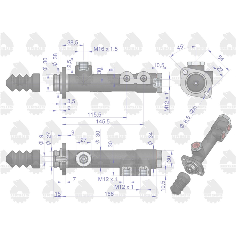 Pompa hamulcowa długa C-360 ORYGINAŁ URSUS-347877084