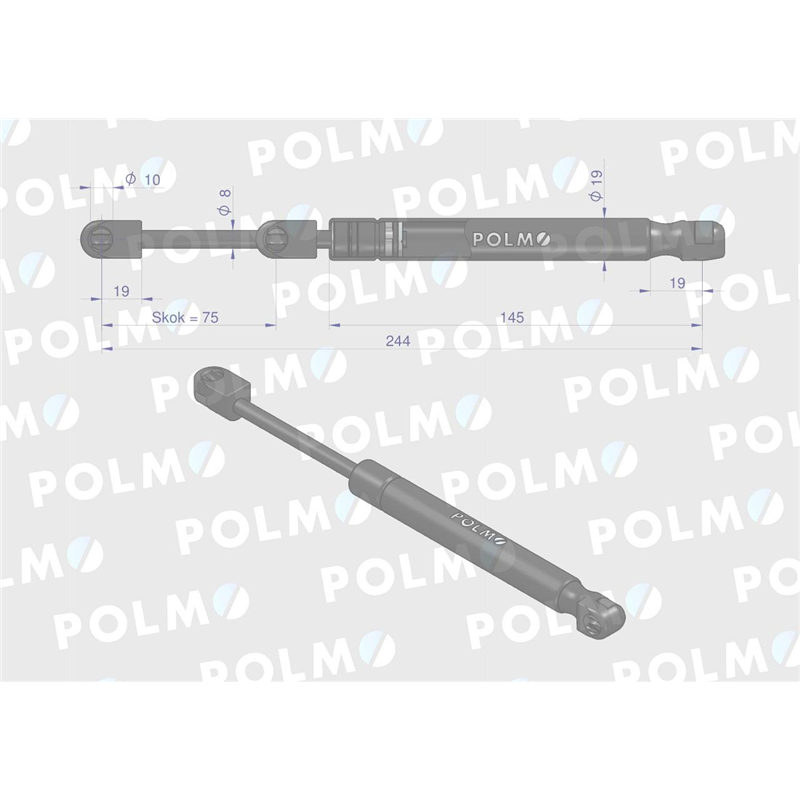 Siłownik drzwi L max. 245mm AL110629P JOHN DEERE POLMO-347450182