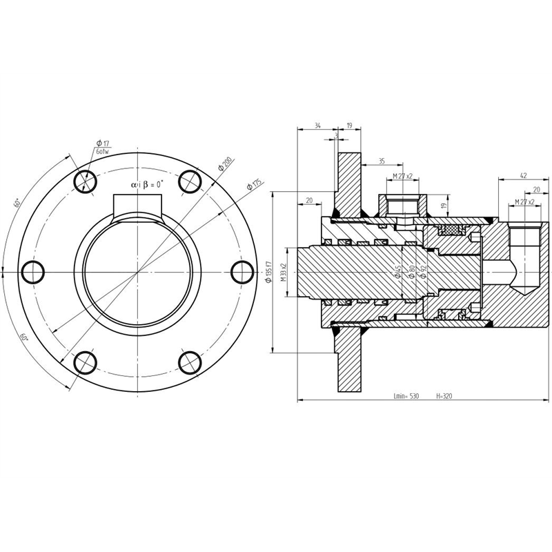 Cylinder ładowacza obrotu CJ5F80/45/320DGw Troll-347872683
