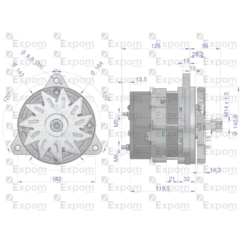 Alternator 14V. 55A. MF-4 3510000. A133-55A EXPOM KWIDZYN eu-347475628