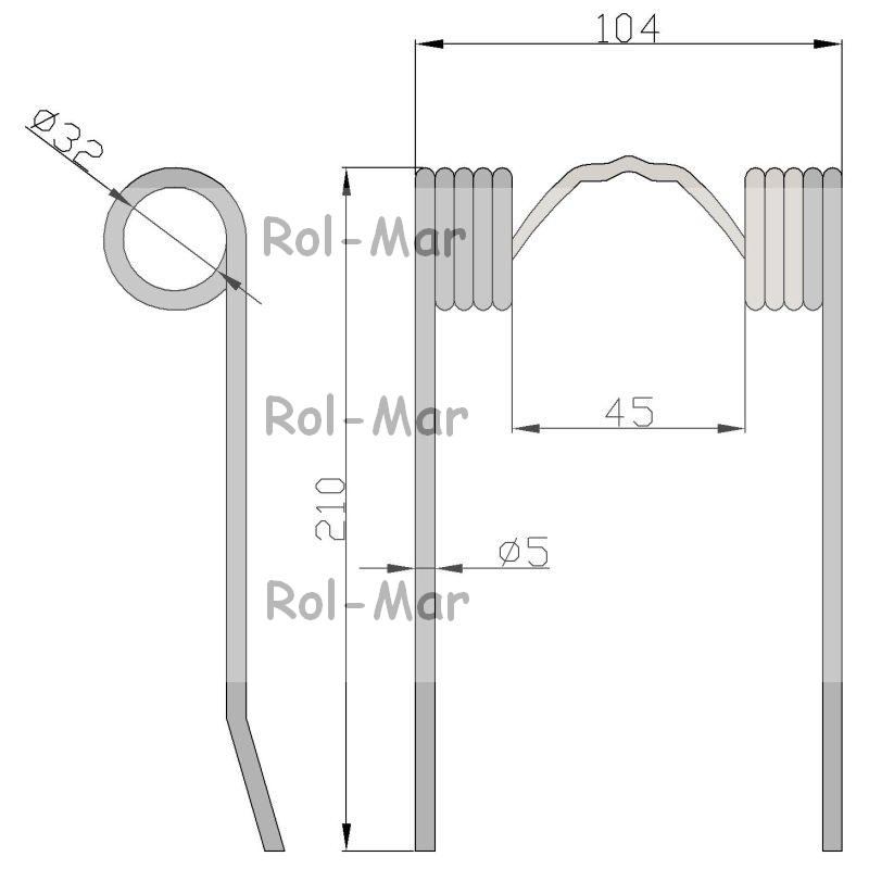 Palec prasa John Deere 4.5/32/103/210 ( sprzedawane po 5 )-347445651