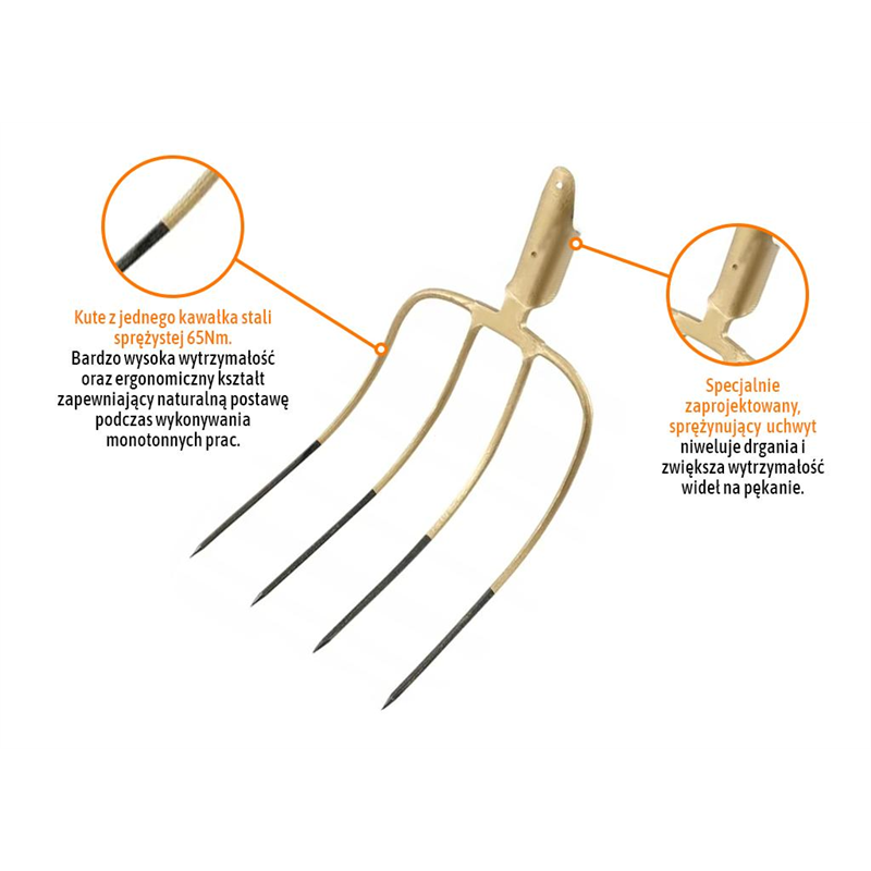 Widły gospodarcze 4-zębne, nieoprawne, kute, Teger-347477544