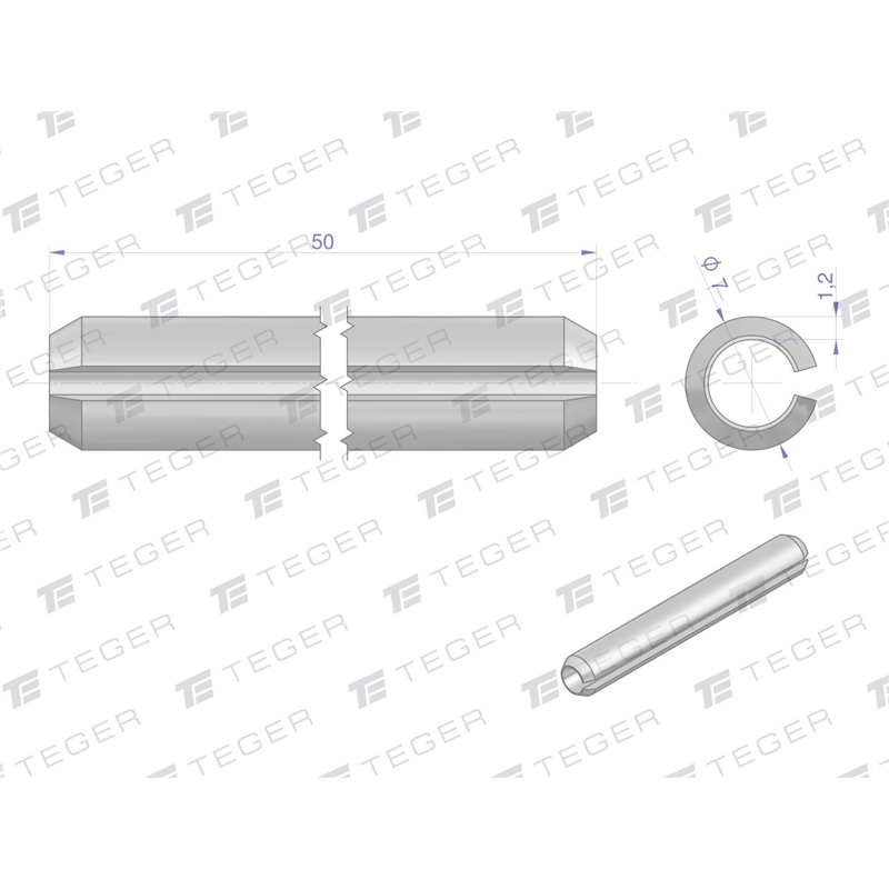 Kołek sprężysty 7x50 TEGER, (sprzedawane po 10)-347907502