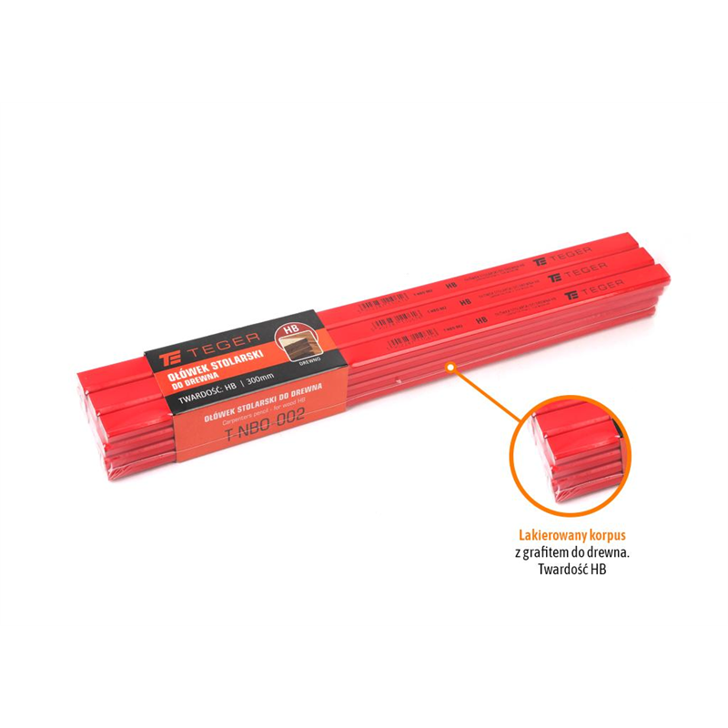 Ołówek stolarski - do drewna HB / 300mm / TEGER (sprzedawane po 12 szt)-347472613