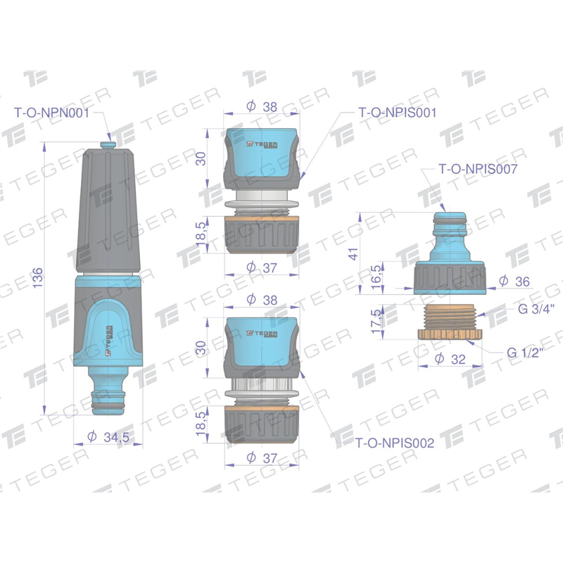 Zestaw natryskowy 1/2" & 3/4" / TEGER-347466808