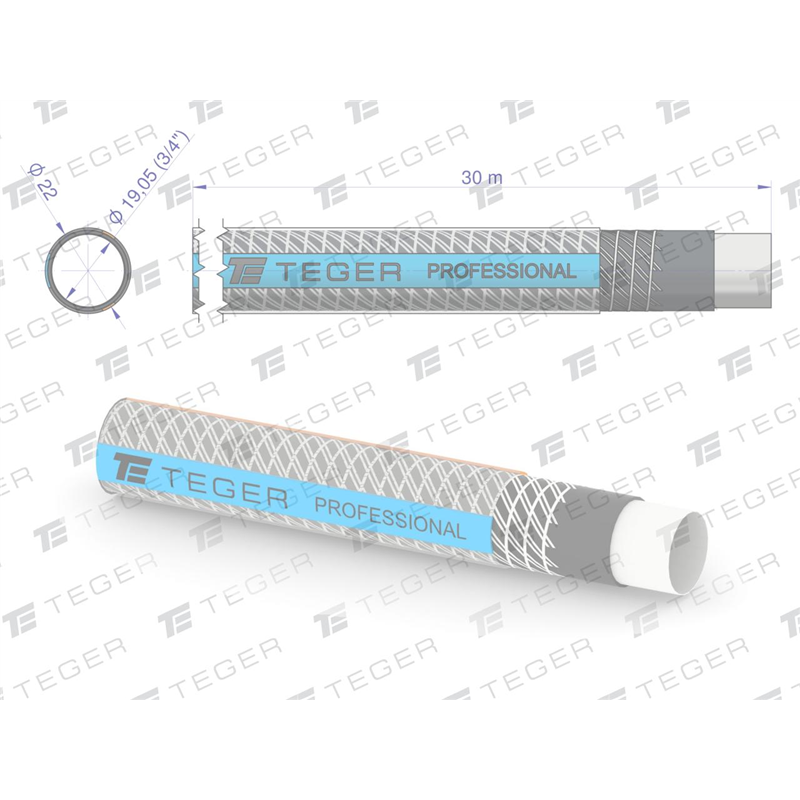 Wąż ogrodowy "PROFESSIONAL- EXTRA FLEX" FI 3/4". 30m / TEGER-347470137