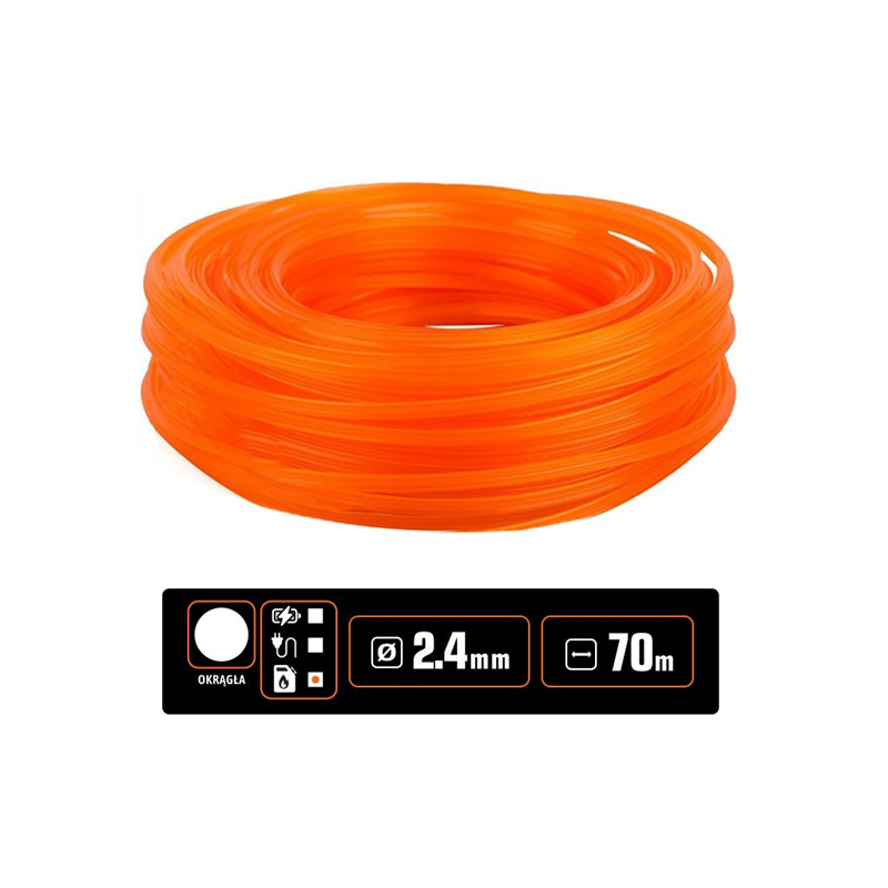 Żyłka tnąca do podkaszarek / Okrągła / 2.4 mm / 70 m / TEGER-347904698