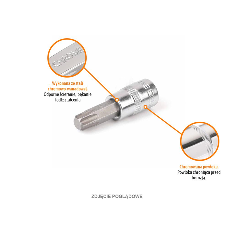 Klucz nasadowy 1/4" z bitem TORX T9x37 mm, S2/CR-V, Teger-347473257