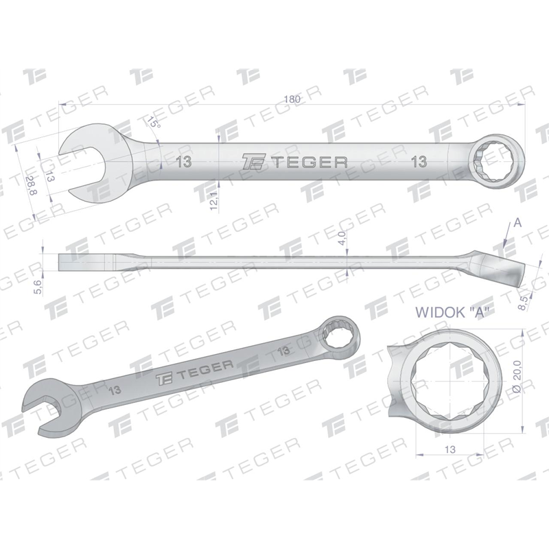 Klucz płasko-oczkowy 13 mm / TEGER-347466261