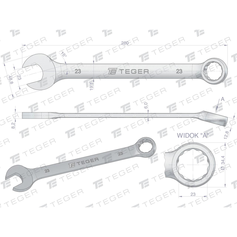 Klucz płasko-oczkowy 23 mm / TEGER-347894622