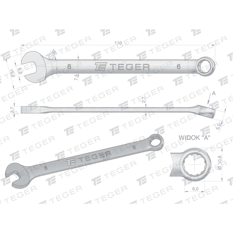 Klucz płasko-oczkowy 6 mm / TEGER-347894571