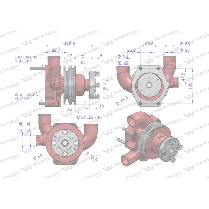 Pompa wody II paski MF3 WARYŃSKI-347886591