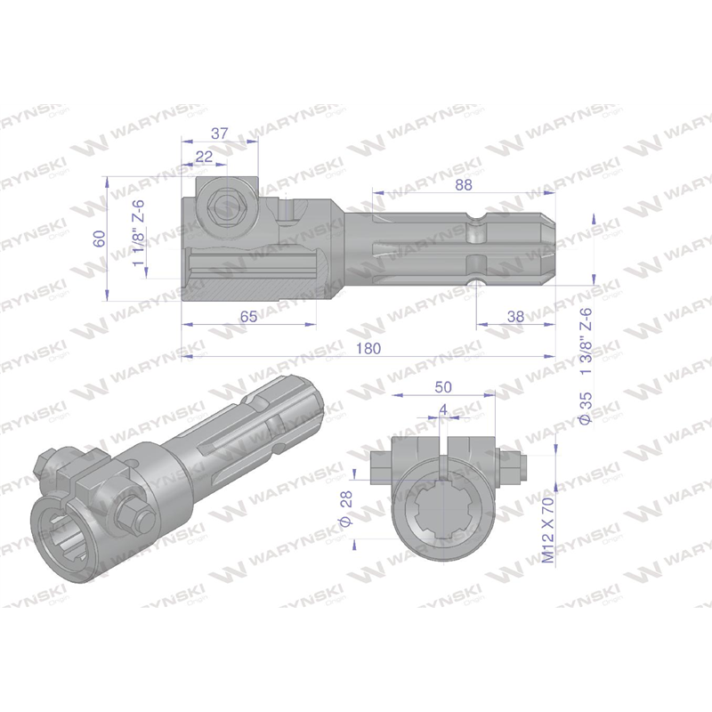 Redukcja adapter na śrubę 1 1/8" 6 wpustów na wałek 1 3/8" 6 wpustów WARYŃSKI-347449706