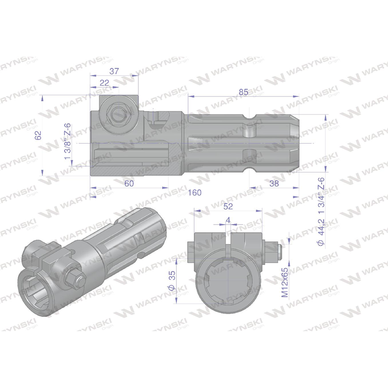 Redukcja adapter na śrubę 1 3/8" 6 wpustów na wałek 1 3/4" 6 wpustów WARYŃSKI-347449718