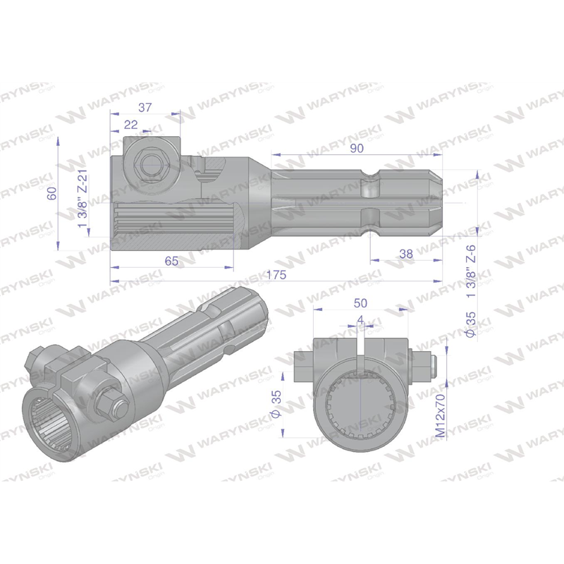 Redukcja adapter na śrubę 1 3/8" 21 wpustów na wałek 1 3/8" 6 wpustów WARYŃSKI-347449726