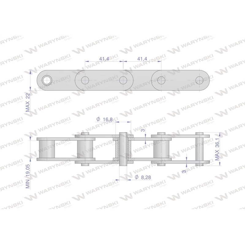 Łańcuch rolkowy CA550V 5m Waryński-347886987