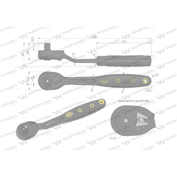 Grzechotka 1/2". 72 T. odgięta. Waryński-347455297