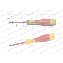 Wkrętak PH0 60 mm izolowany VDE stal S2 Waryński-347455055