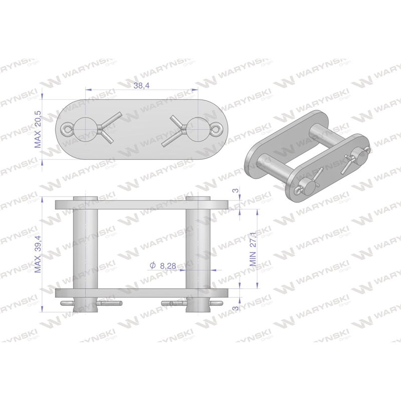 Zamek łańcucha 38.4VB Waryński ( sprzedawane po 5 )-347458625