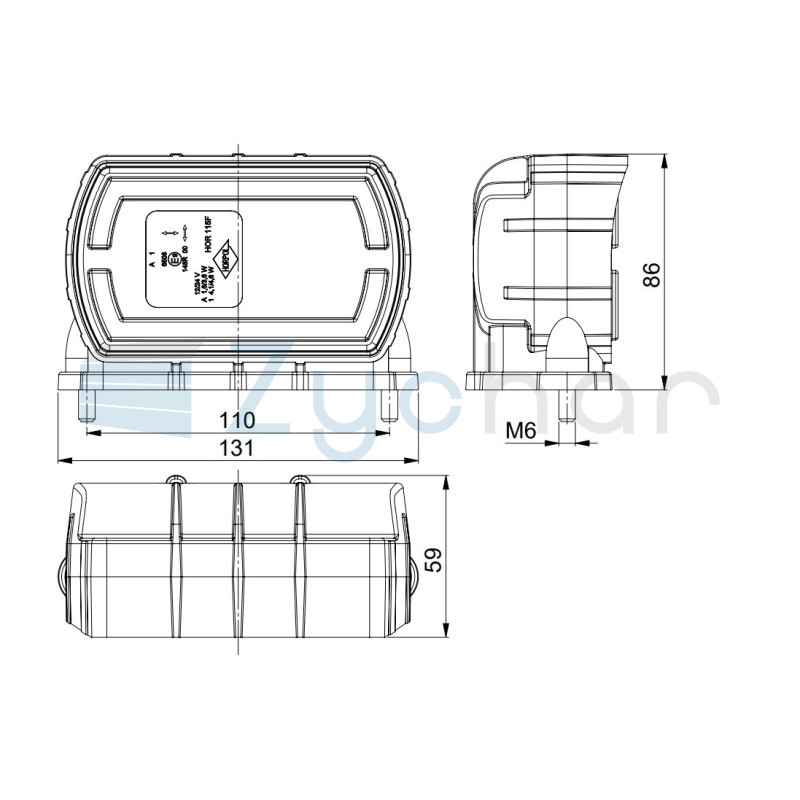LZD 2789/B CLEOfront front lamp, with lower mounting