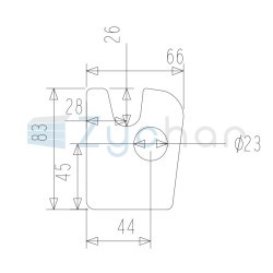 Zawias dolnego otwierania burty element spawany do ramy przyczepy - Długość 83 mm