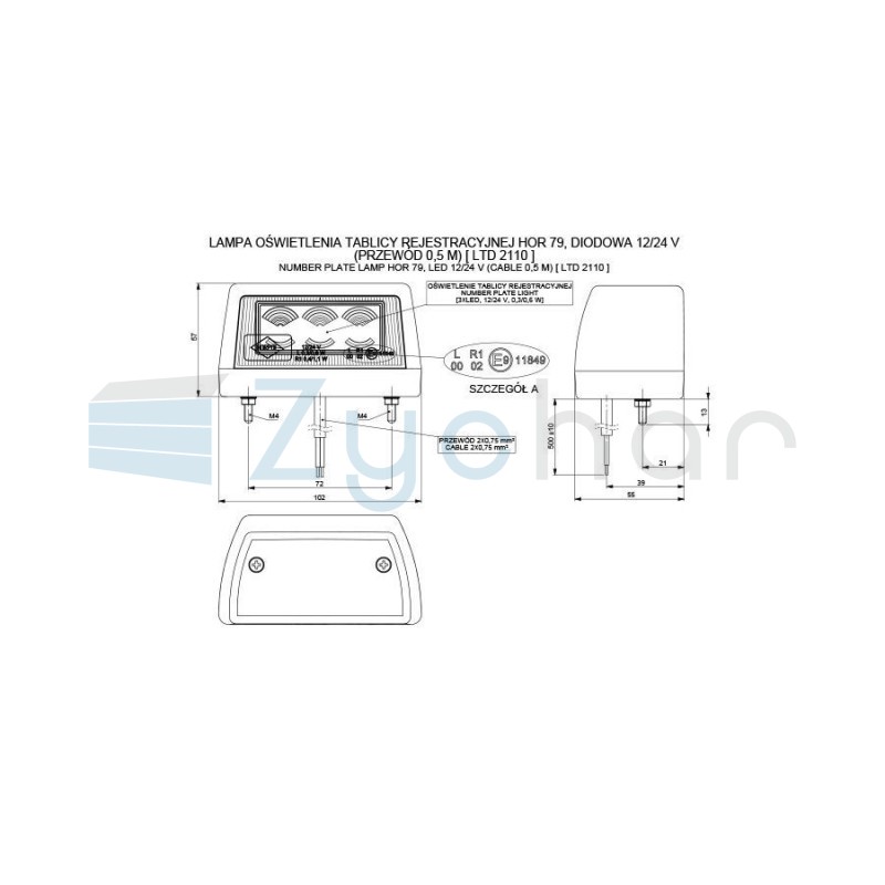 Lampa oświetlenia tablicy rejestracyjnej LTD 2110